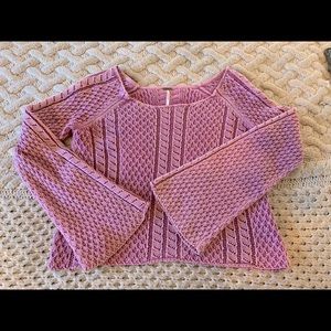 Free People cropped cotton cabled sweater